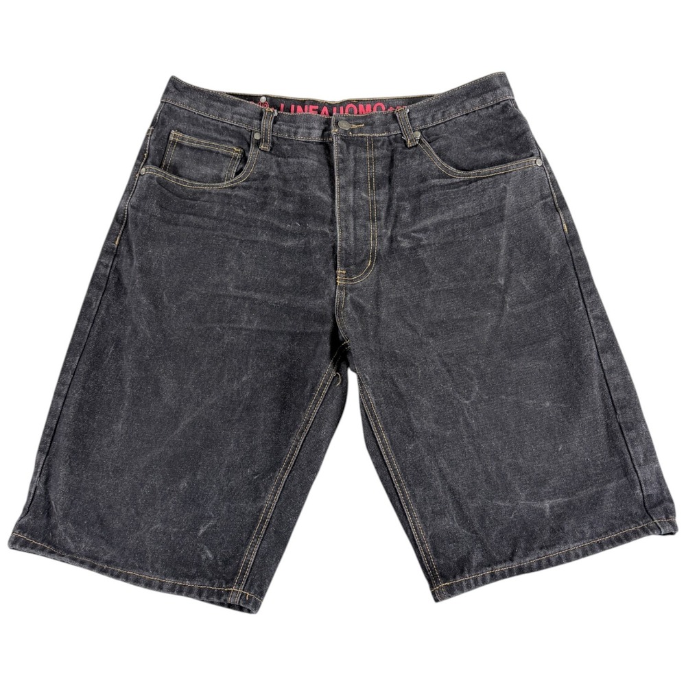 Linea Uomo Denim Shorts Mens W38 Faded Black Relaxed Straight Y2K Workwear